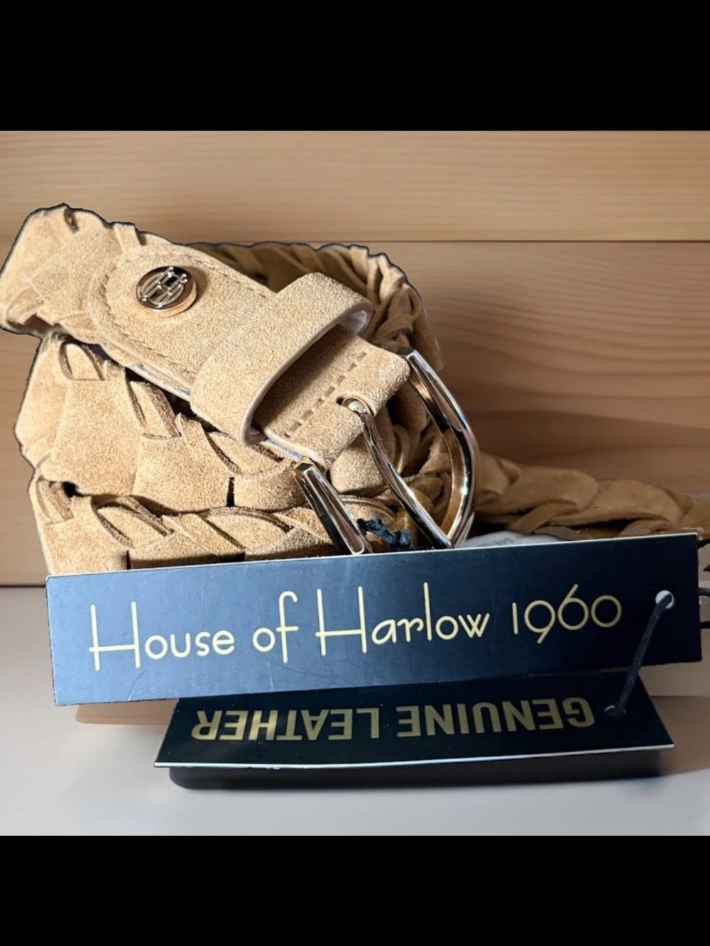 House of Harlow 1960 Women’s Caramel Braided Belt Adjustable Buckle Size M NWT - Picture 7 of 7